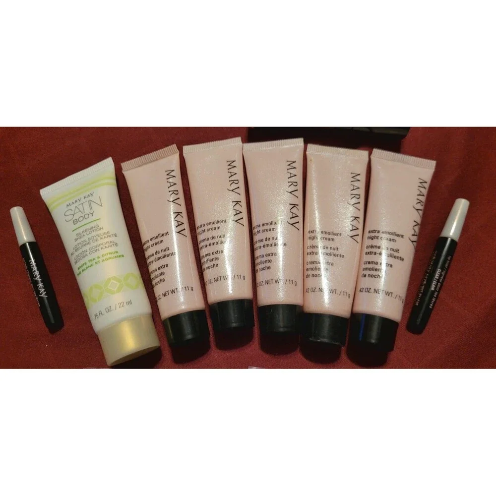 Mary Kay Mixed Makeup Lot Lipstick Gloss Lotion Night Cream Brushes Sponges